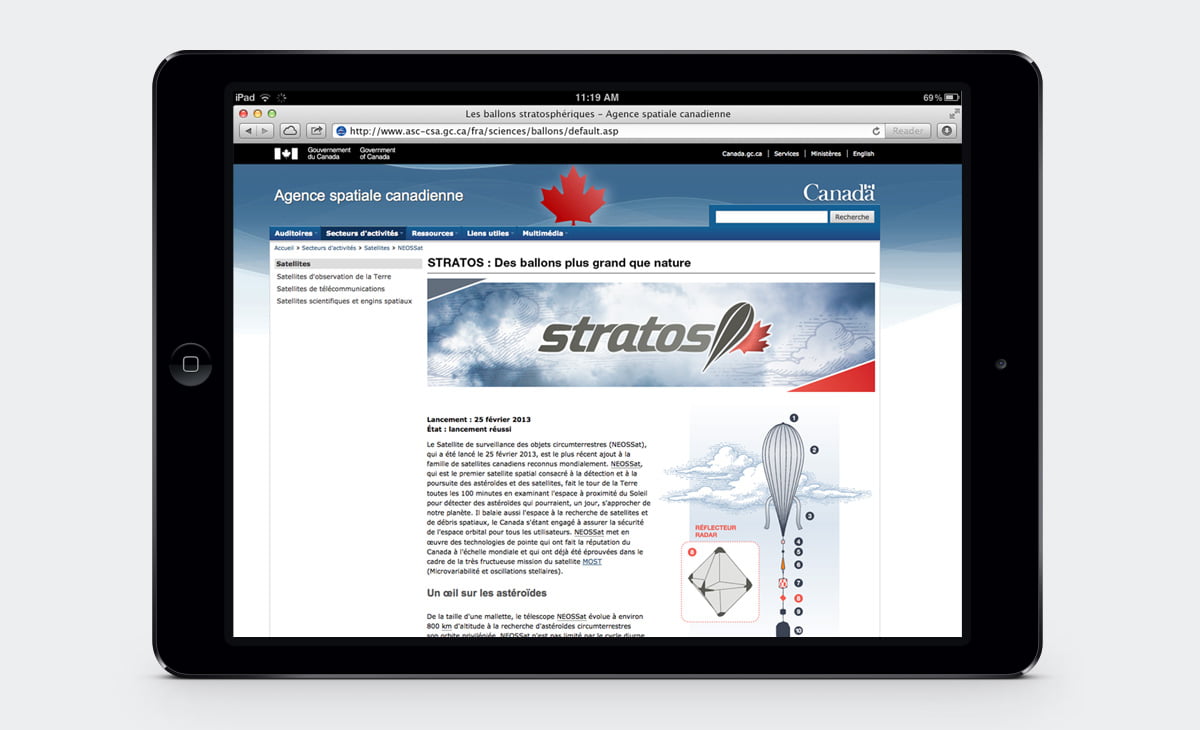 Agence spatiale canadienne - Image de marque – Ballons stratosphériques Stratos